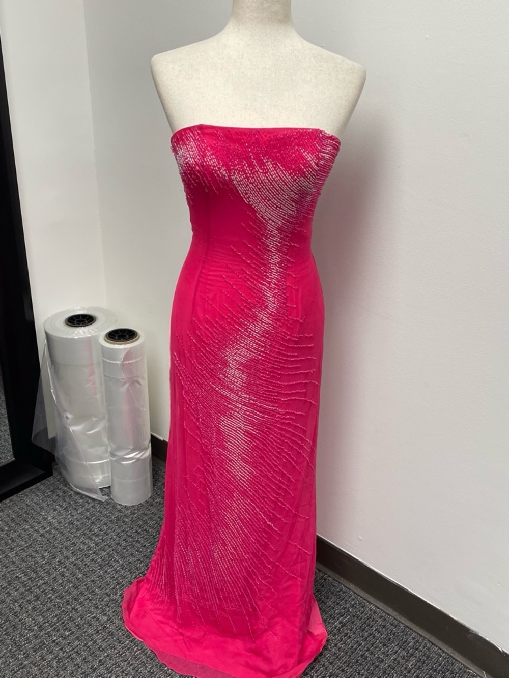 Vintage 100% Silk Beaded Maxi Dress
